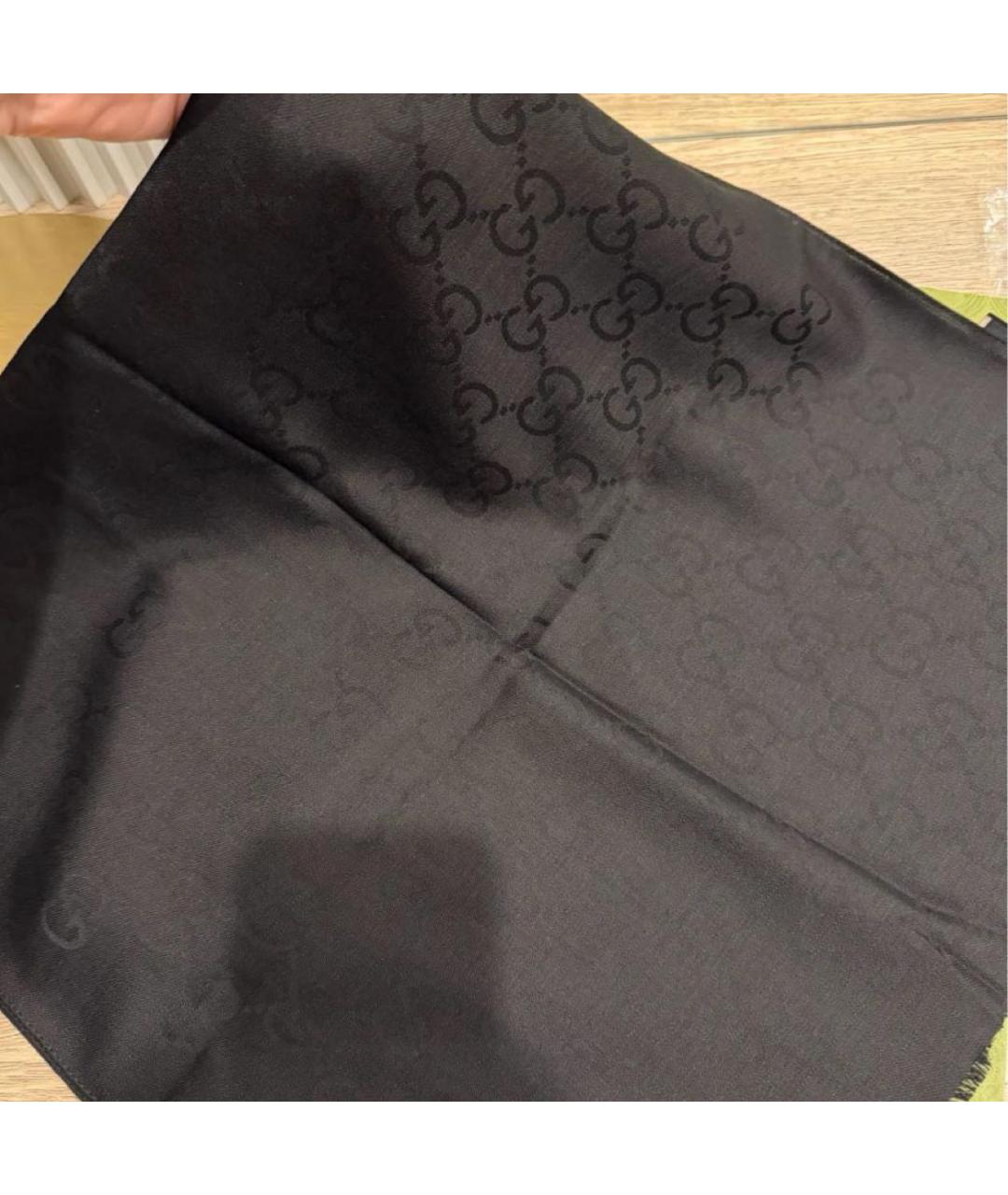 GUCCI Черный шерстяной платок, фото 4