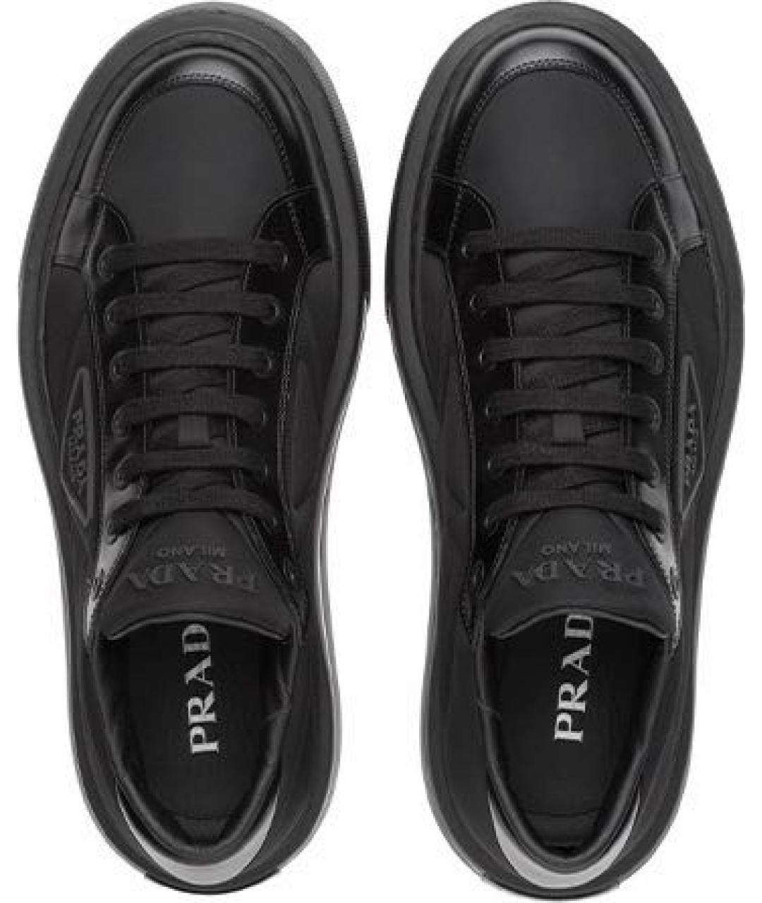 PRADA Черные текстильные низкие кроссовки / кеды, фото 6