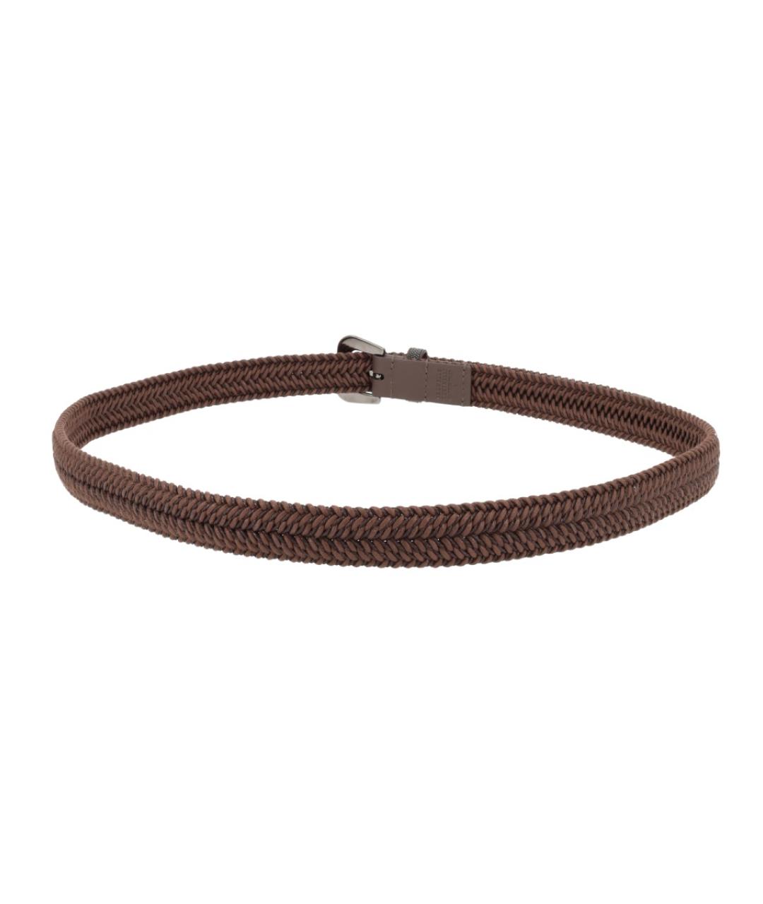 BRUNELLO CUCINELLI Коричневый пелетеный ремень, фото 3