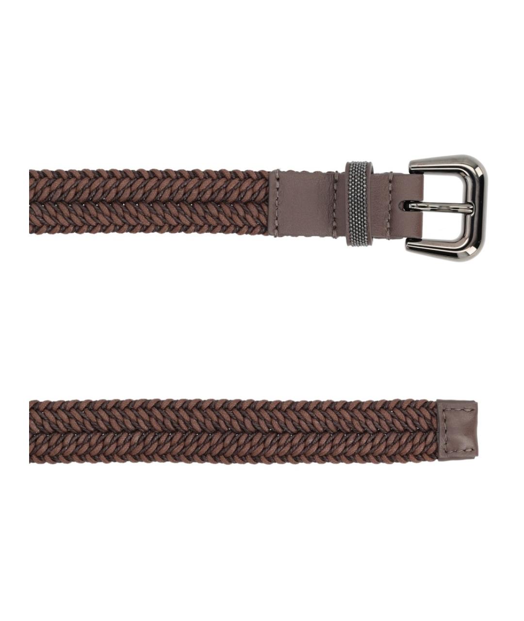BRUNELLO CUCINELLI Коричневый пелетеный ремень, фото 2