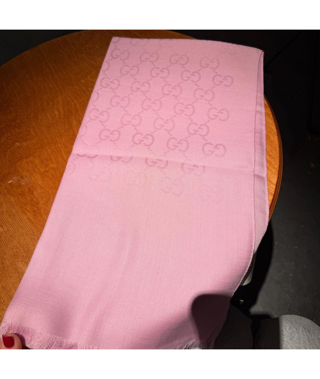 GUCCI Розовый шерстяной шарф, фото 3