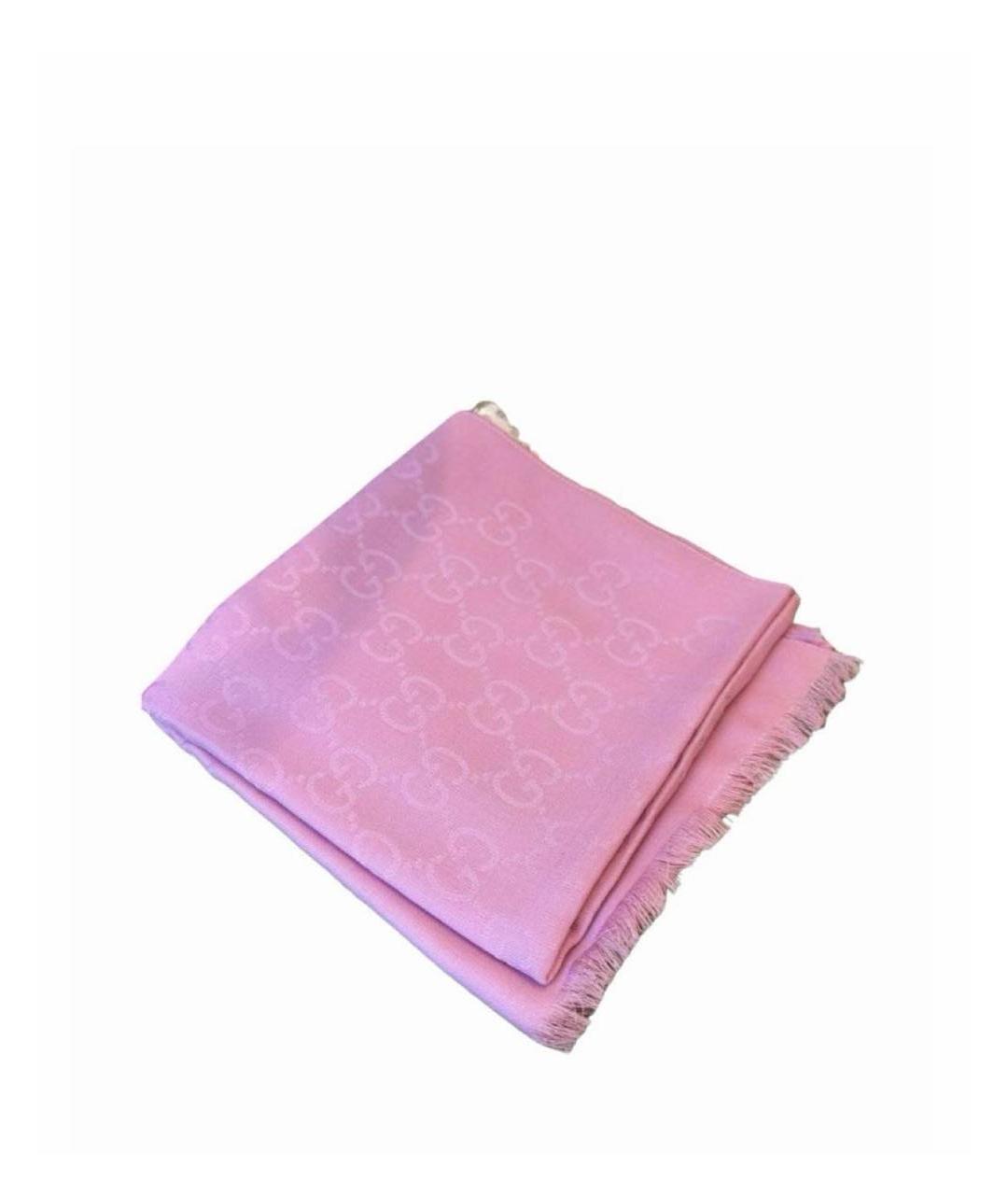 GUCCI Розовый шерстяной шарф, фото 8