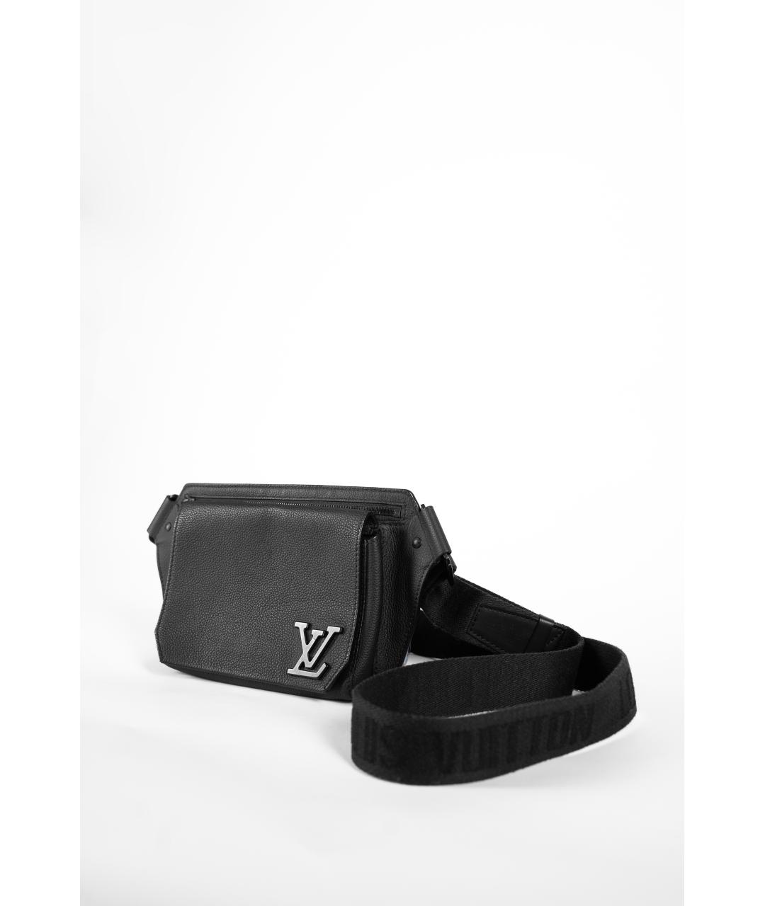 LOUIS VUITTON Черная кожаная поясная сумка, фото 2