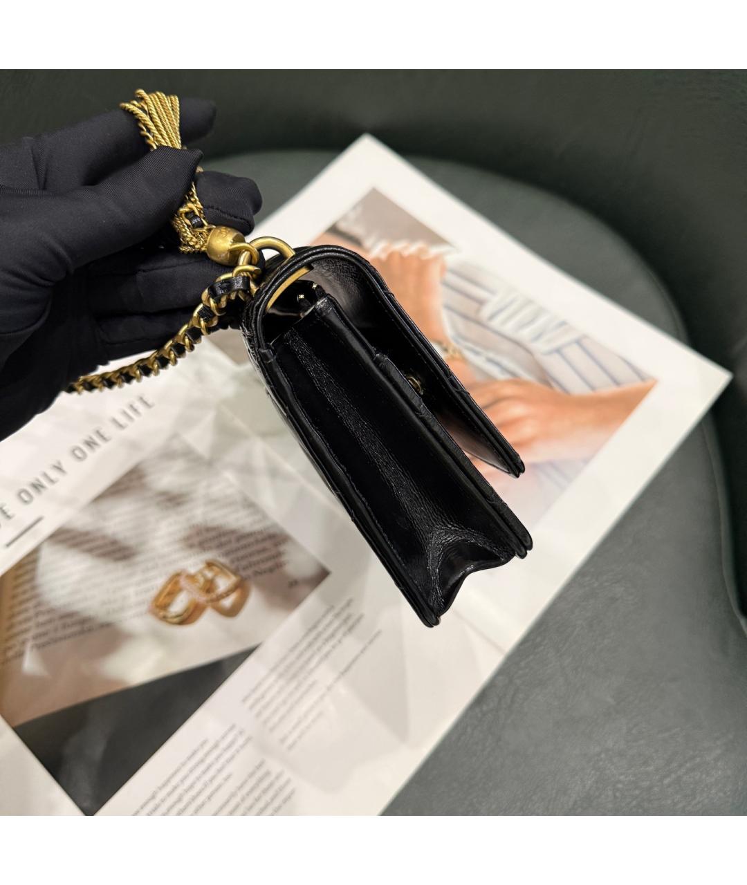 CHANEL Черная кожаная сумка через плечо, фото 4