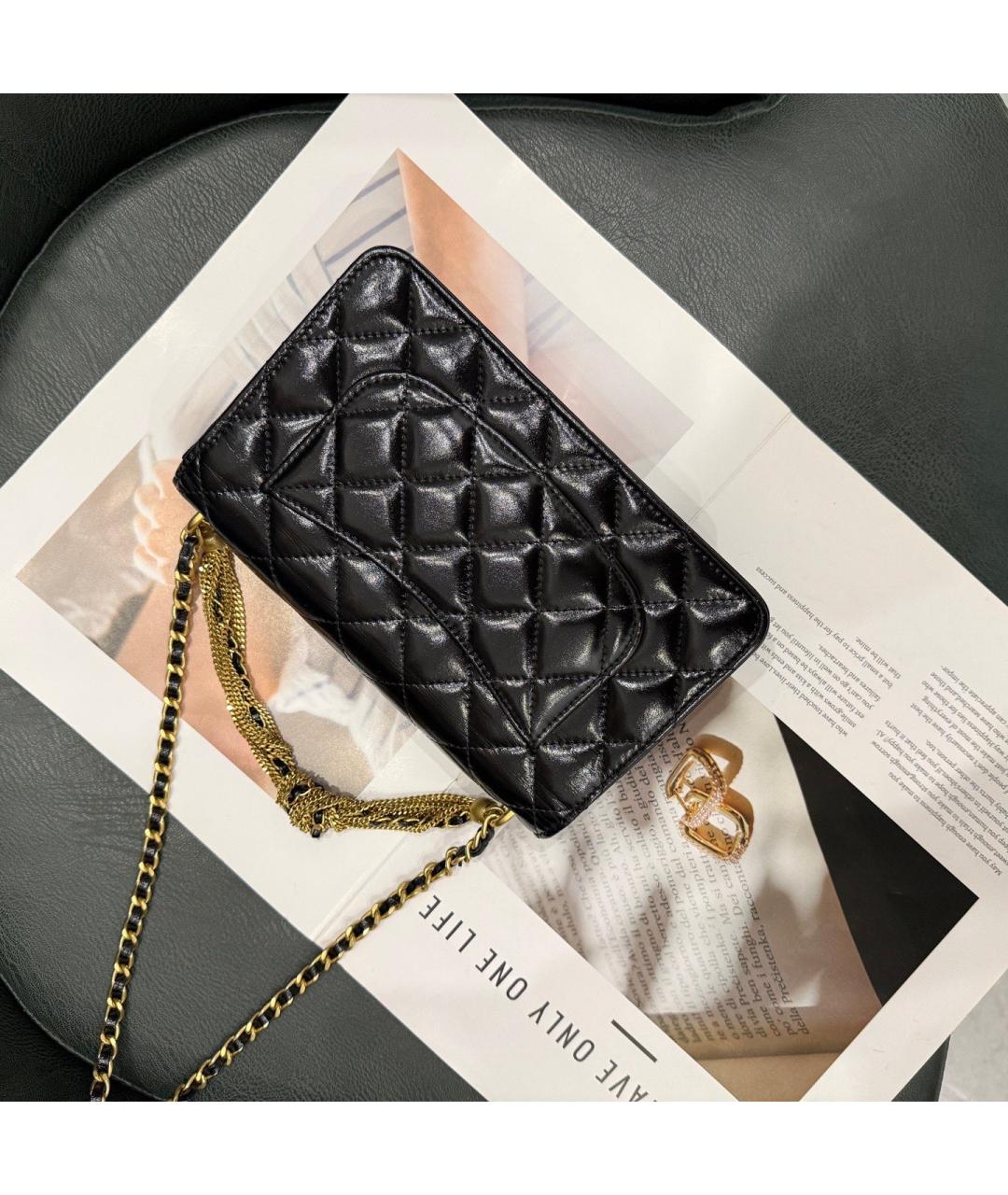 CHANEL Черная кожаная сумка через плечо, фото 2