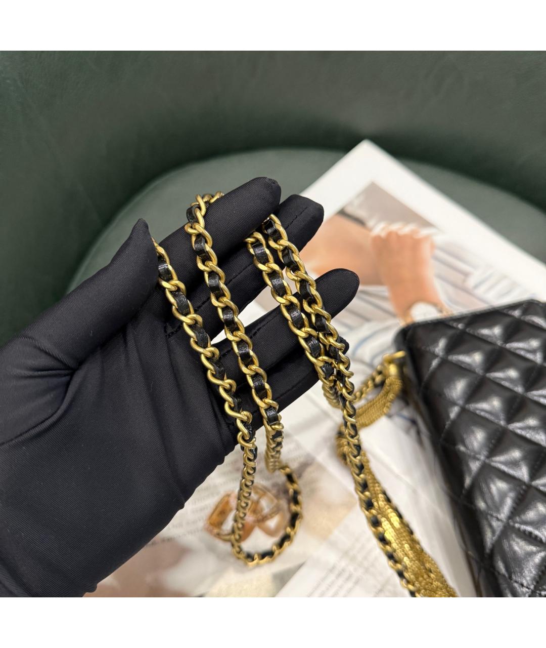 CHANEL Черная кожаная сумка через плечо, фото 9