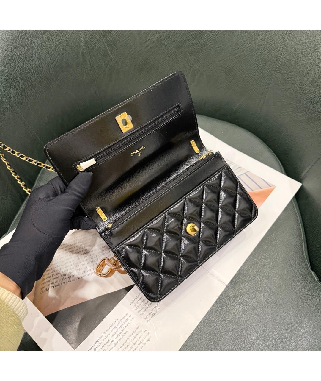 CHANEL Черная кожаная сумка через плечо, фото 7