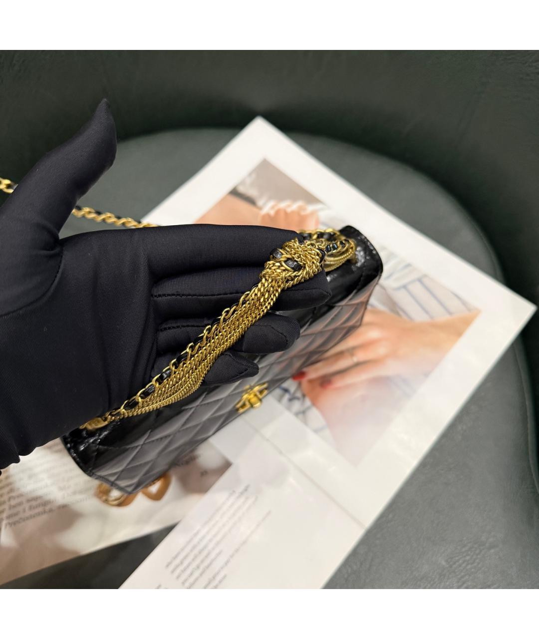 CHANEL Черная кожаная сумка через плечо, фото 6