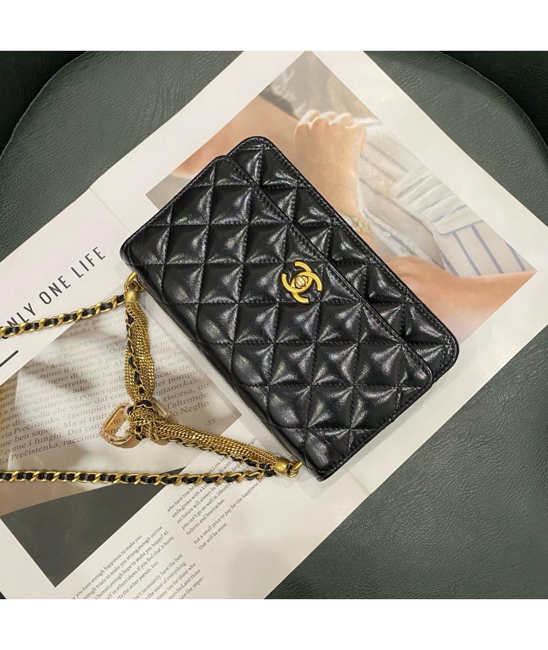 CHANEL Черная кожаная сумка через плечо, фото 10