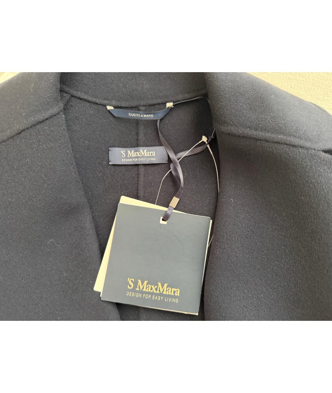 'S MAX MARA Темно-синее шерстяное пальто, фото 6