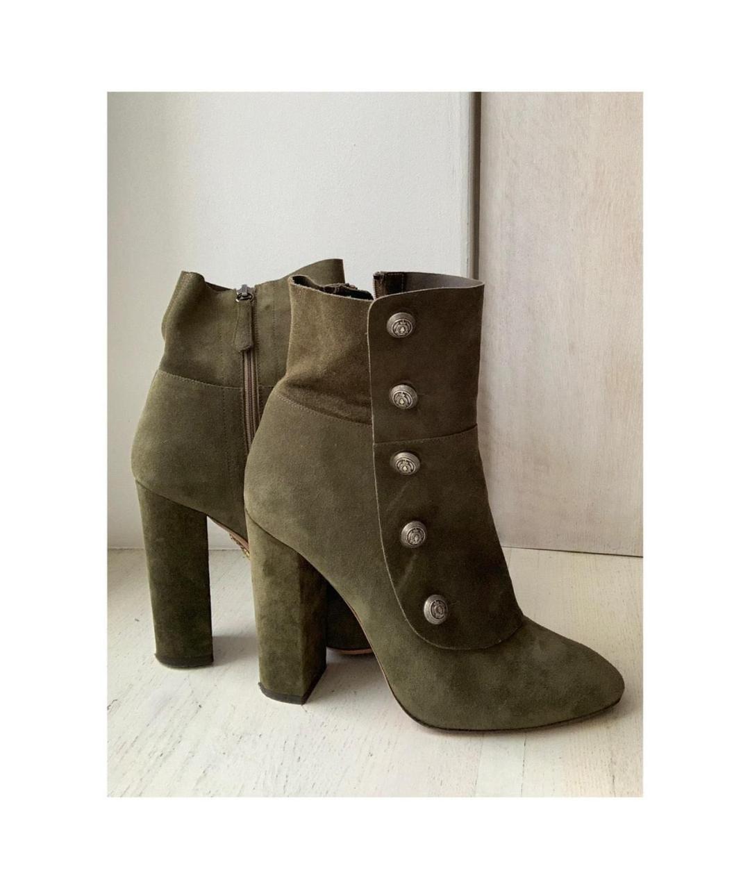 AQUAZZURA Хаки замшевые ботильоны, фото 2