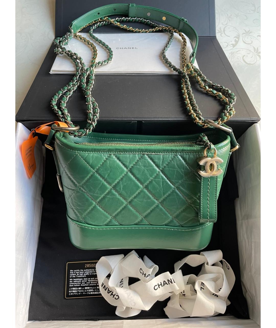 CHANEL Зеленая кожаная сумка через плечо, фото 7