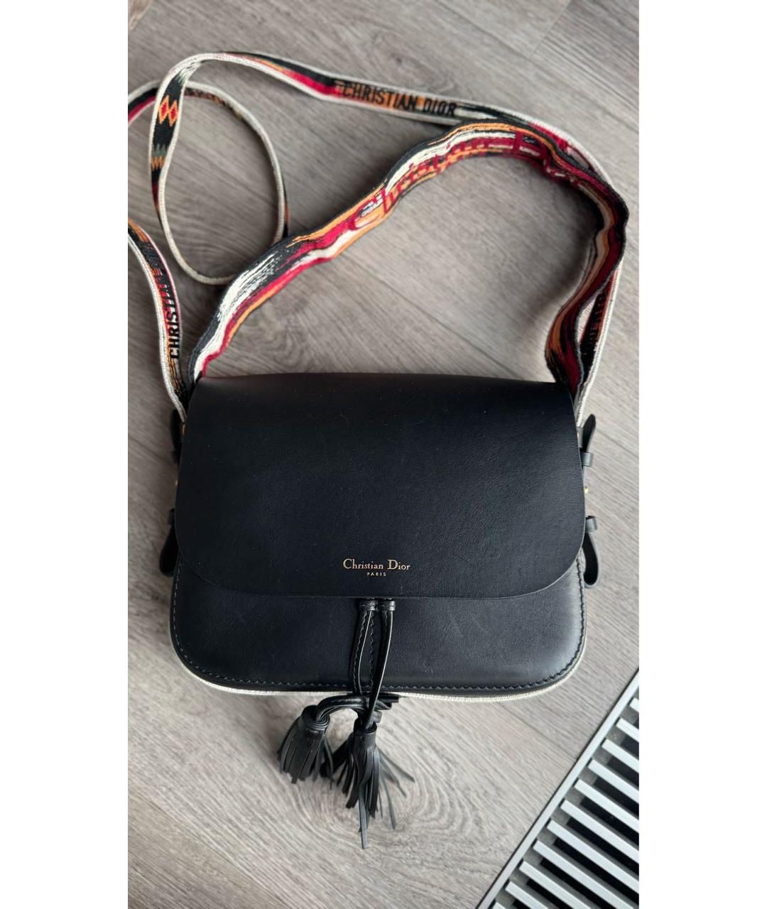 CHRISTIAN DIOR Черная кожаная сумка с короткими ручками, фото 3