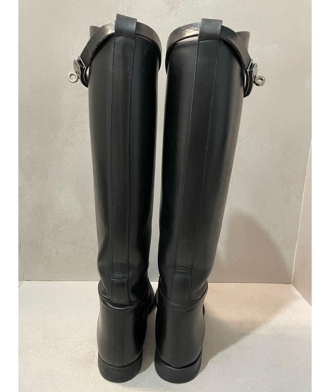 HERMES Черные кожаные сапоги, фото 5