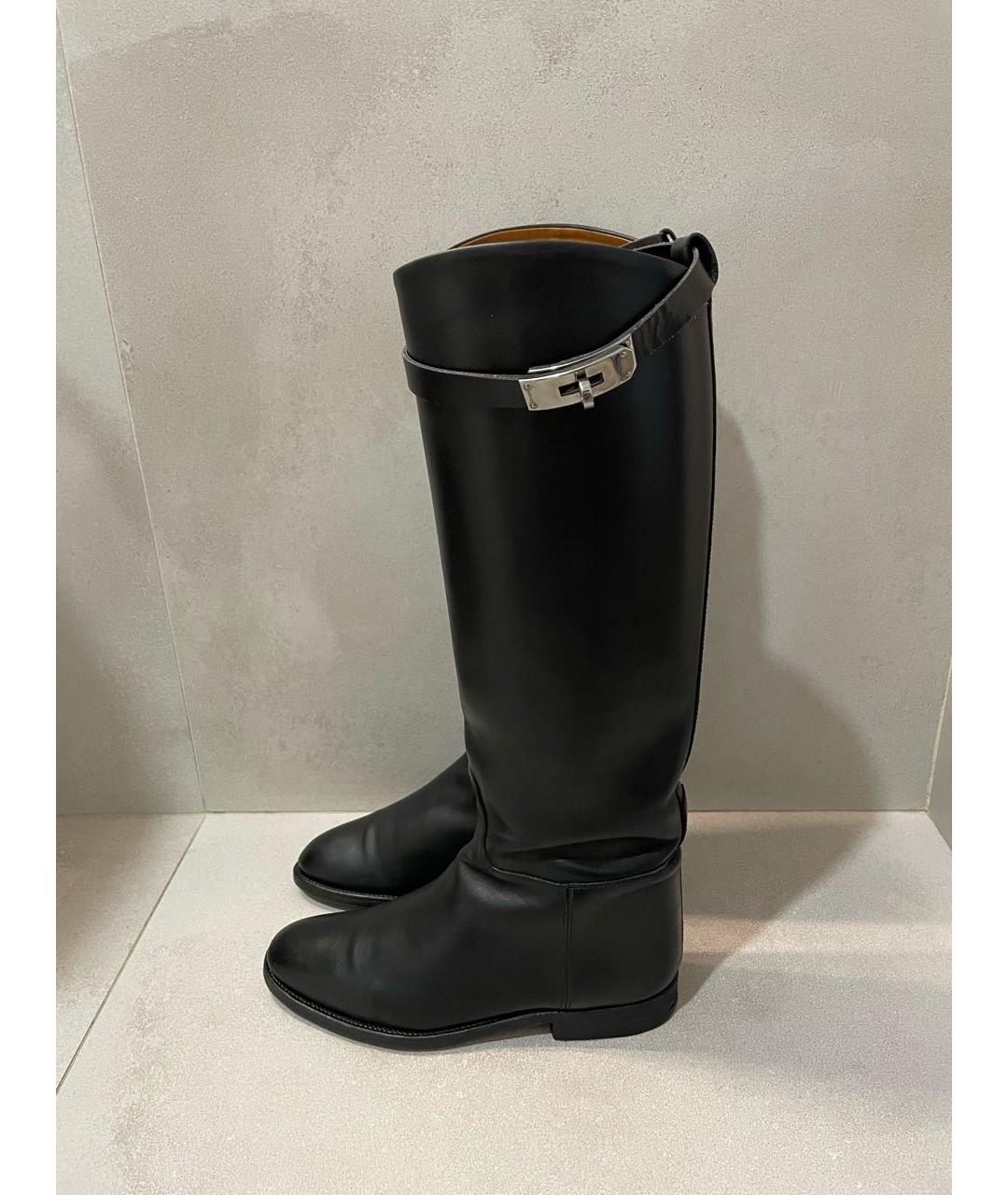 HERMES Черные кожаные сапоги, фото 4