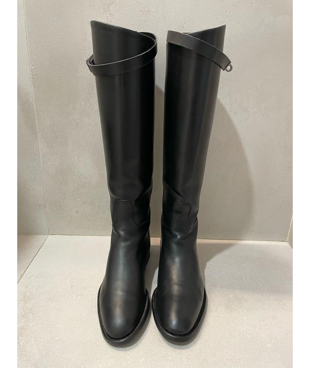 HERMES Черные кожаные сапоги, фото 3