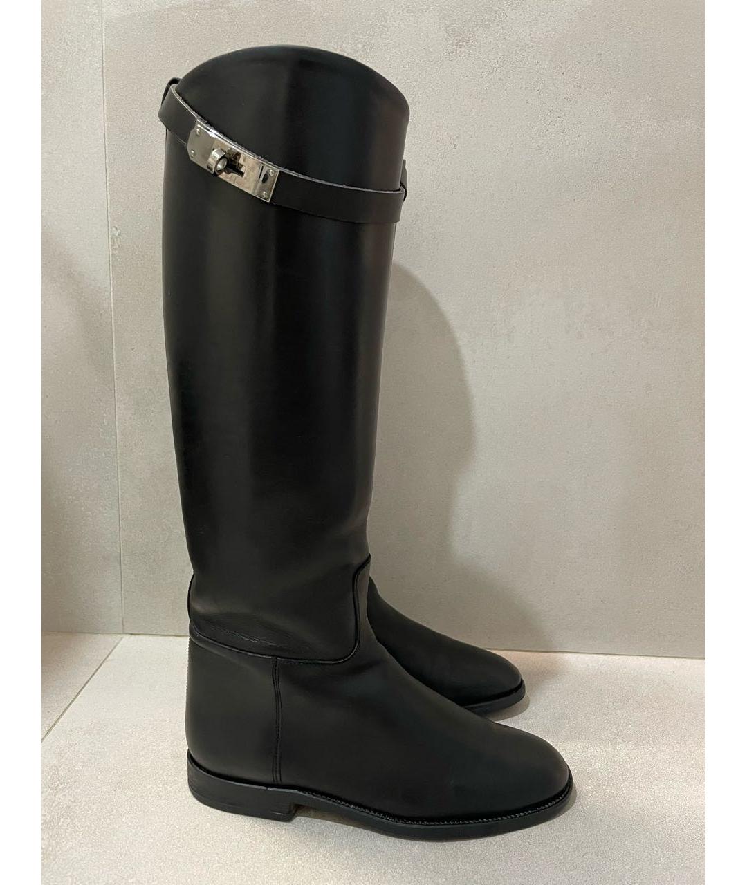 HERMES Черные кожаные сапоги, фото 2