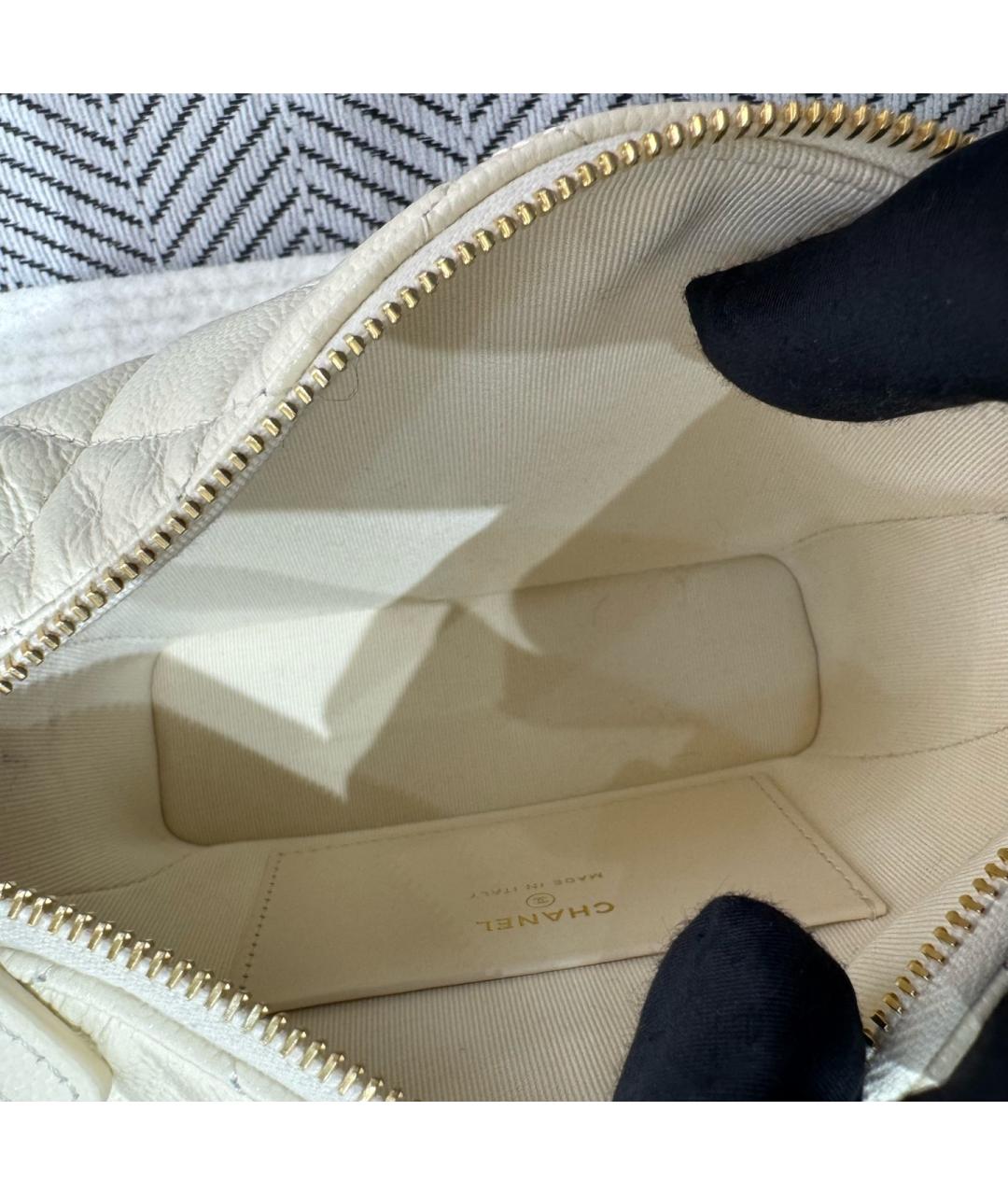 CHANEL Бежевая кожаная сумка с короткими ручками, фото 8