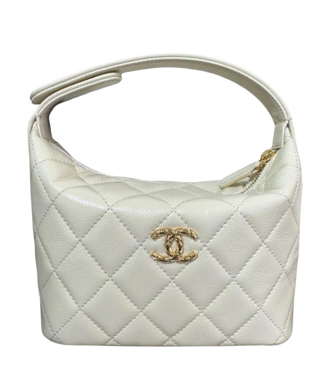 CHANEL Бежевая кожаная сумка с короткими ручками, фото 1