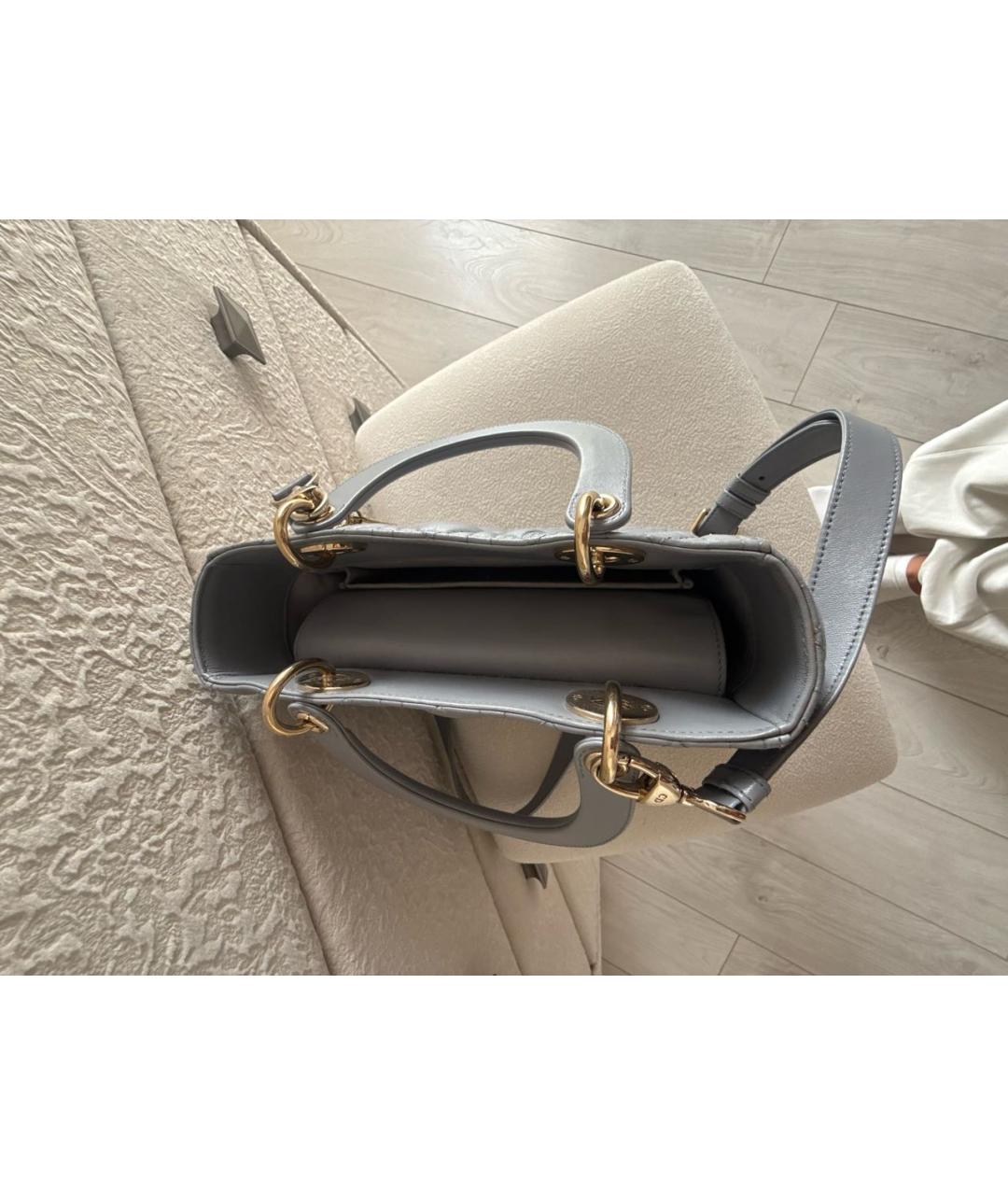 CHRISTIAN DIOR Серая кожаная сумка с короткими ручками, фото 4