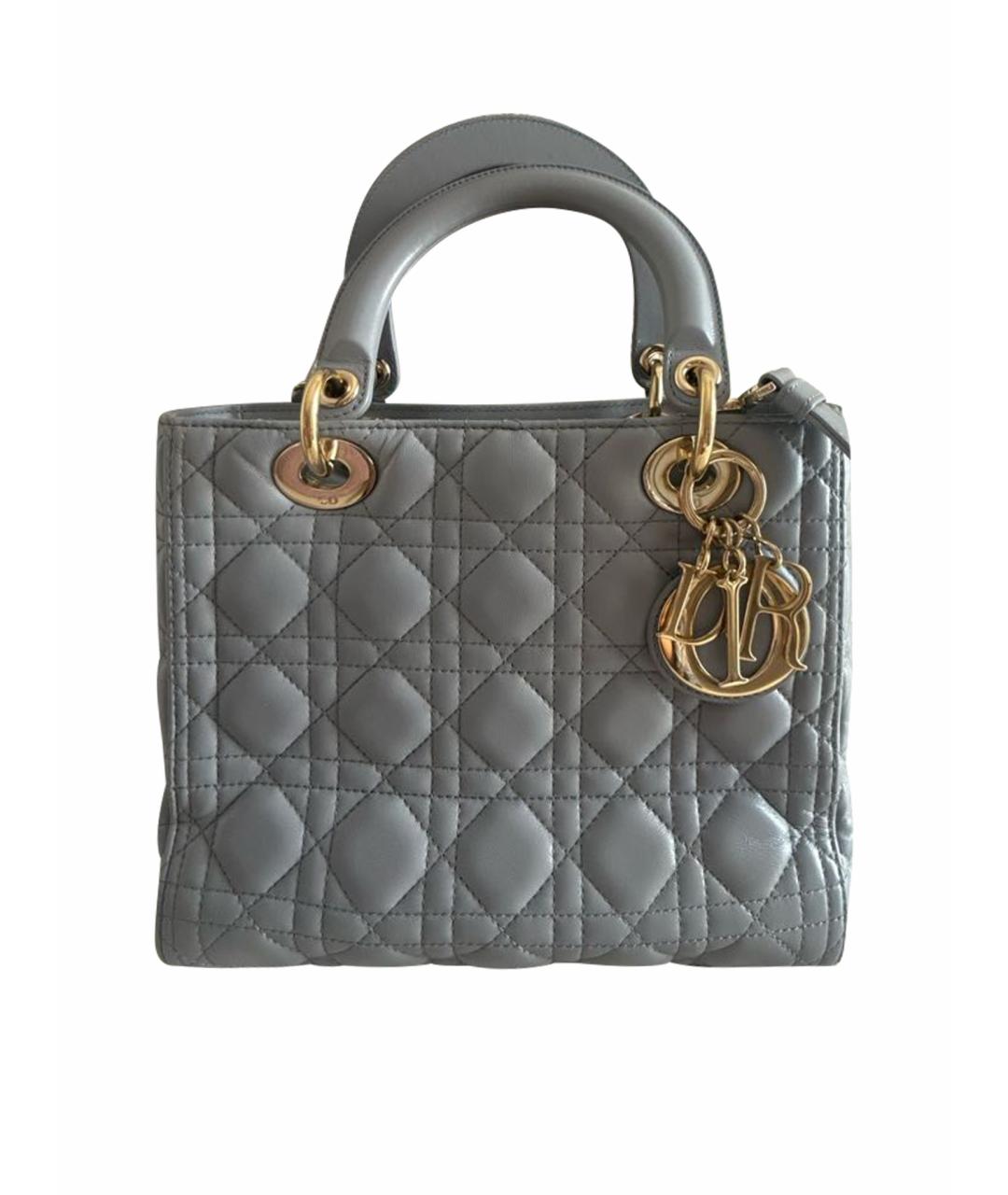 CHRISTIAN DIOR Серая кожаная сумка с короткими ручками, фото 1