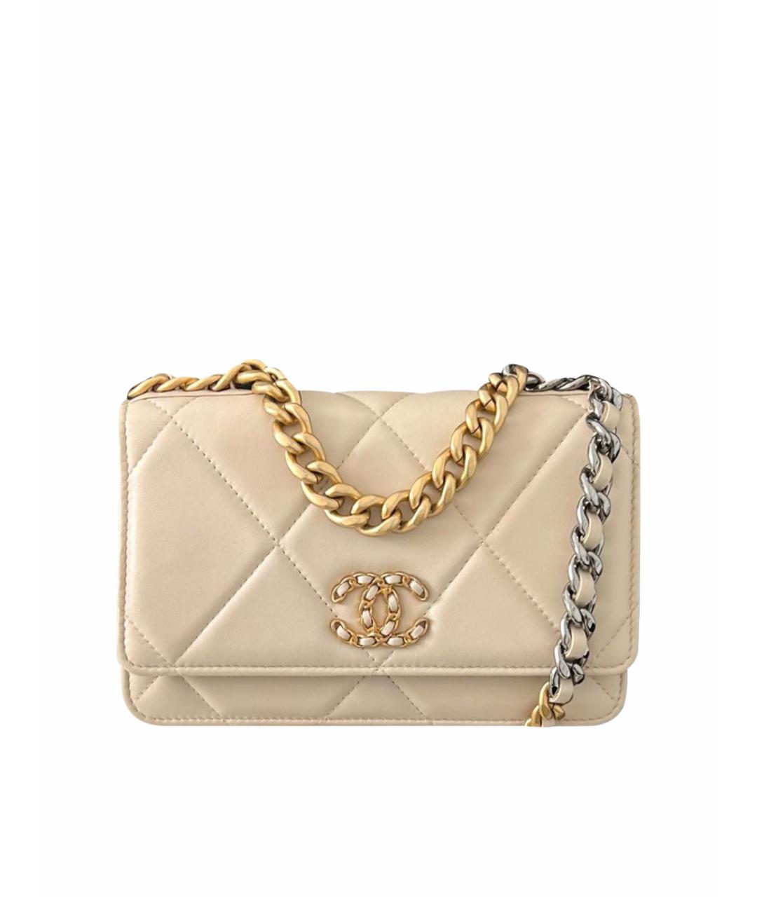 CHANEL Бежевая кожаная сумка через плечо, фото 1