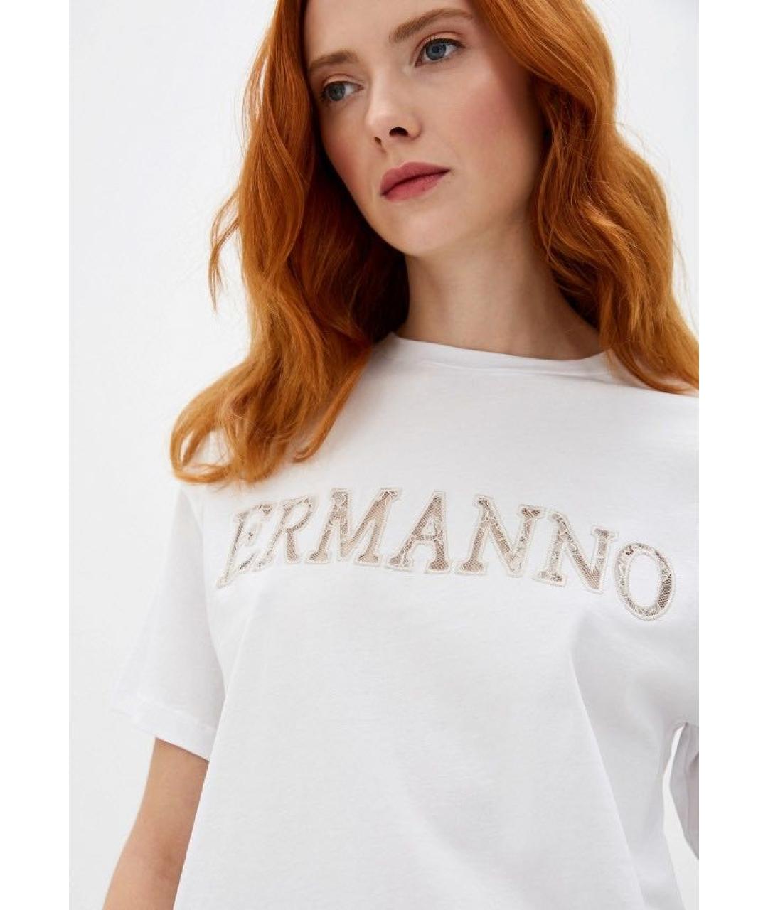 ERMANNO SCERVINO Белая хлопковая футболка, фото 4