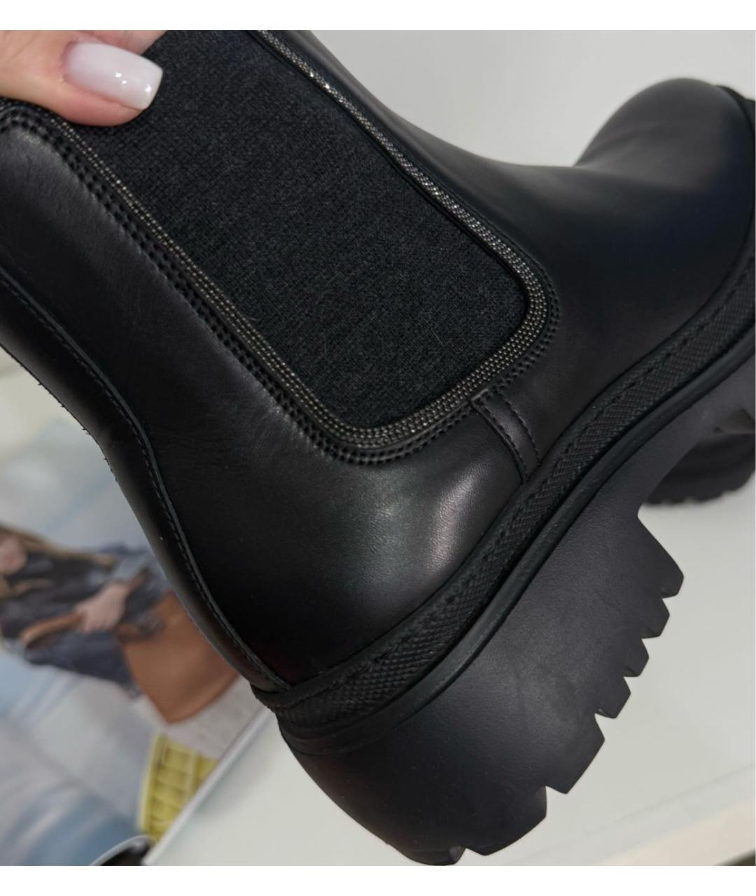 BRUNELLO CUCINELLI Черные кожаные полусапоги, фото 6