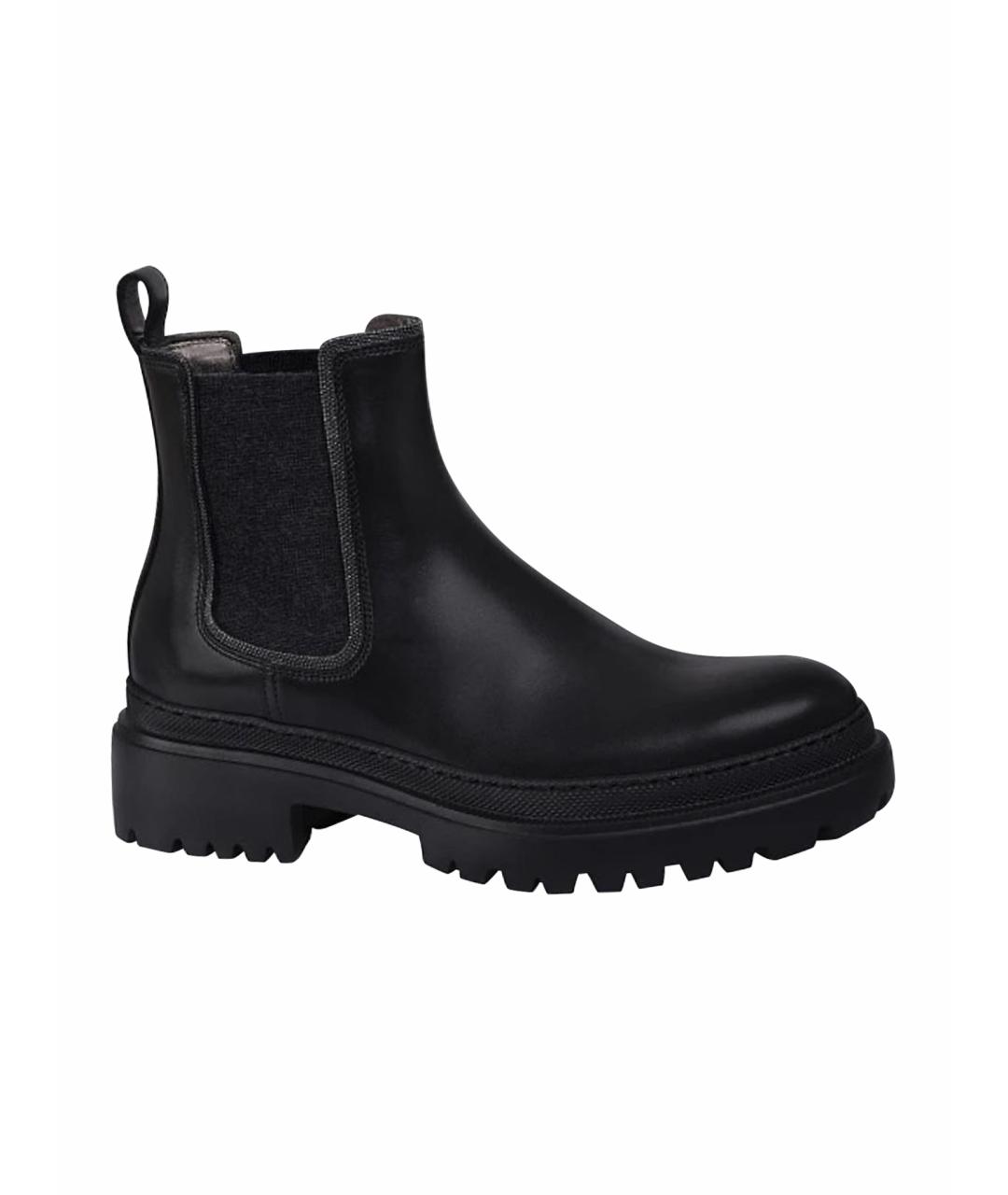 BRUNELLO CUCINELLI Черные кожаные полусапоги, фото 1