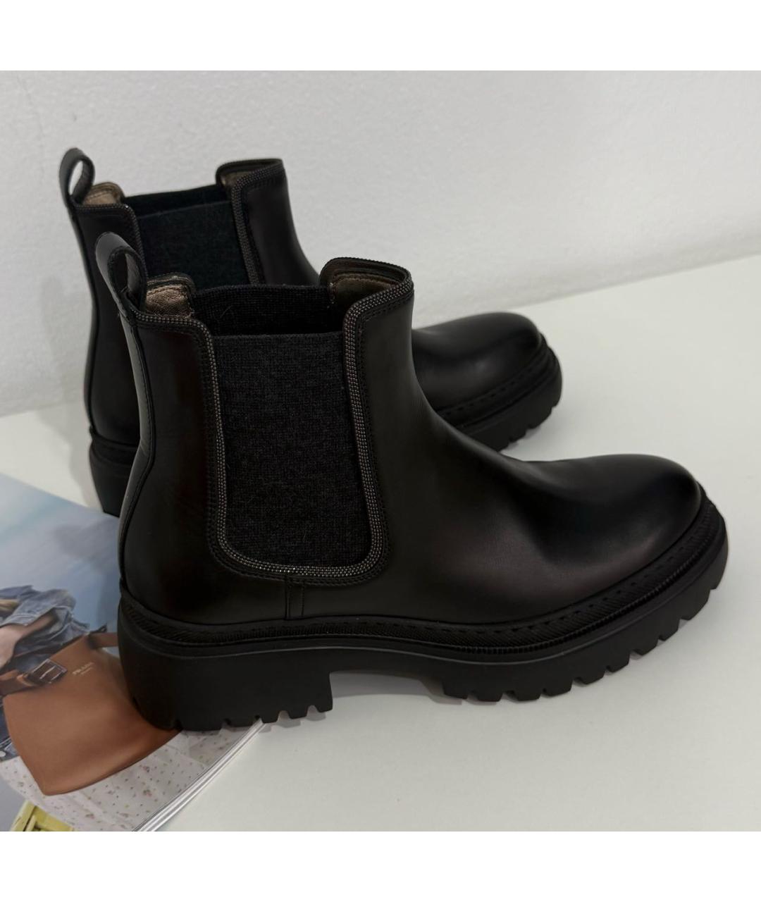 BRUNELLO CUCINELLI Черные кожаные полусапоги, фото 7