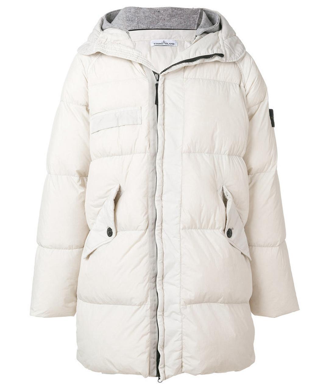 STONE ISLAND Белый полиамидовый пуховик, фото 1