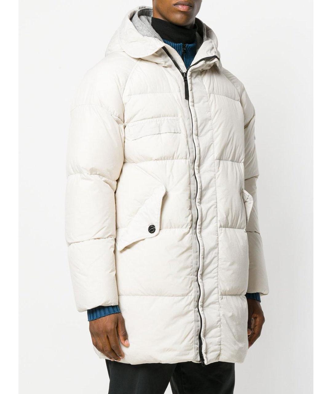 STONE ISLAND Белый полиамидовый пуховик, фото 7