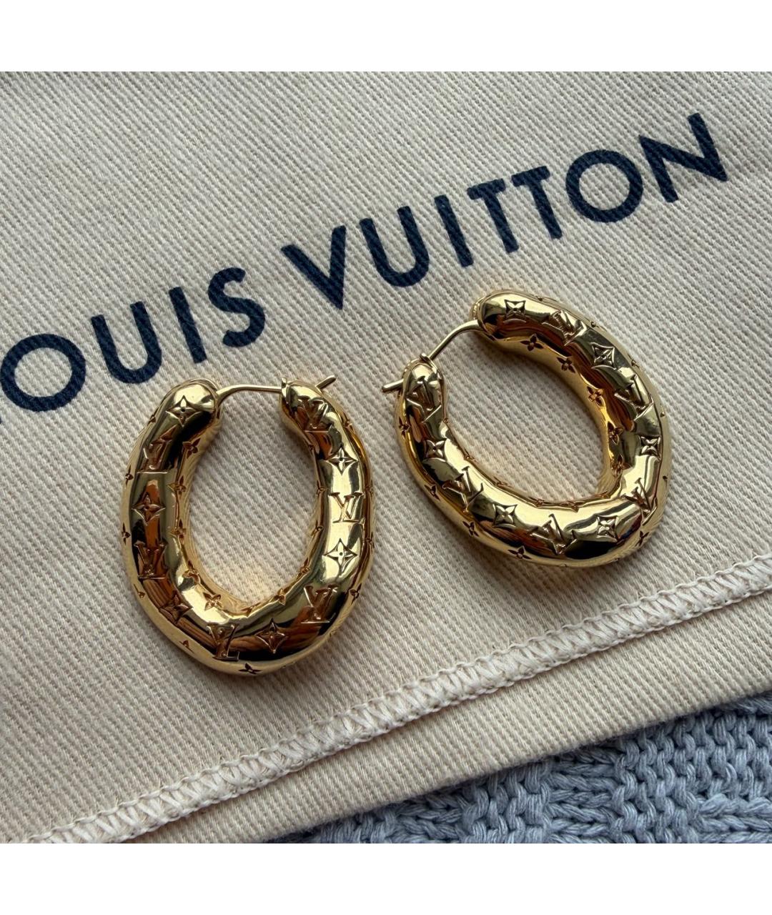 LOUIS VUITTON Золотые металлические серьги, фото 3