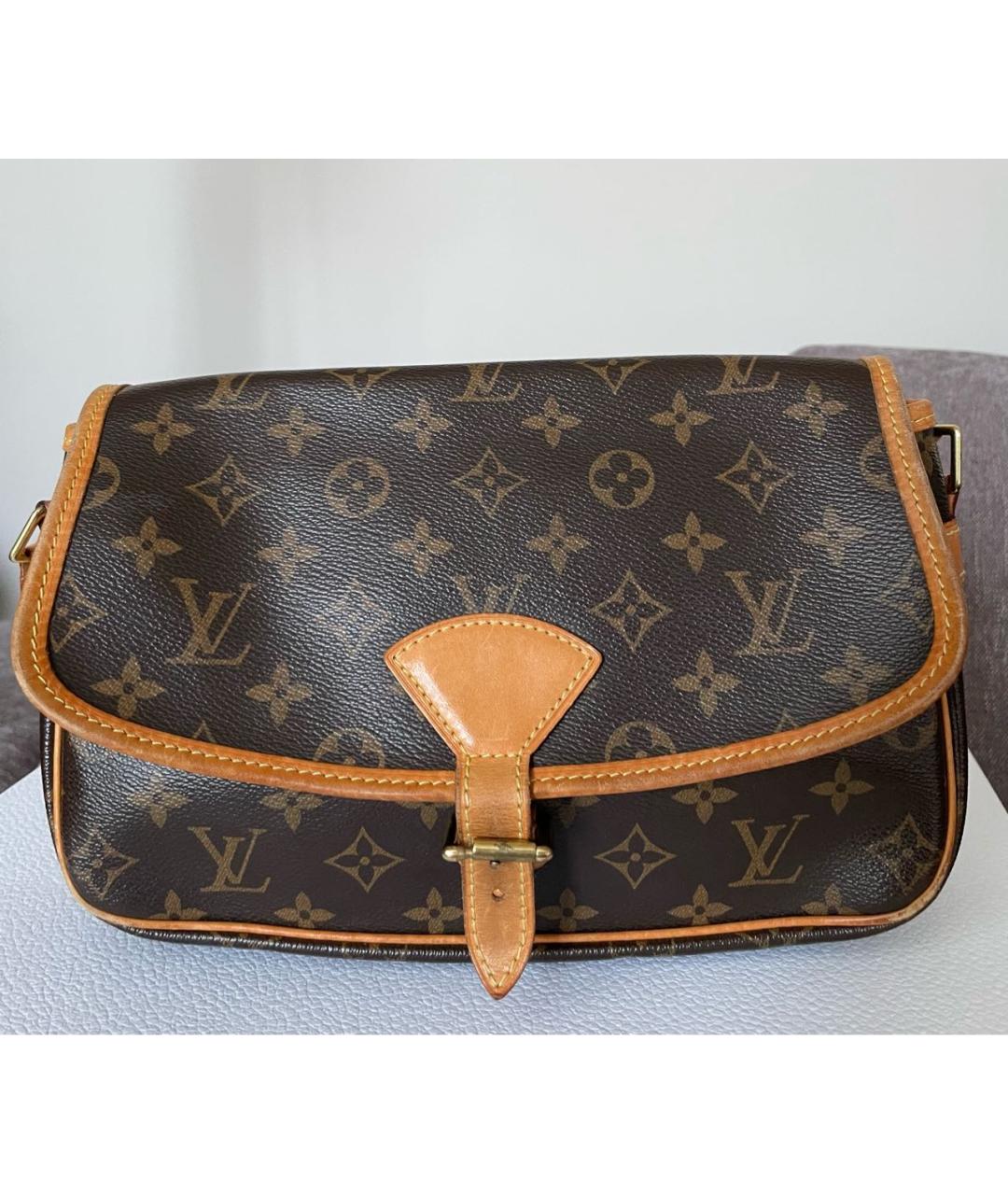 LOUIS VUITTON Коричневая кожаная сумка через плечо, фото 9