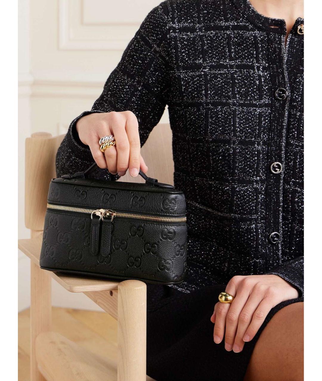 GUCCI Черная кожаная сумка через плечо, фото 3