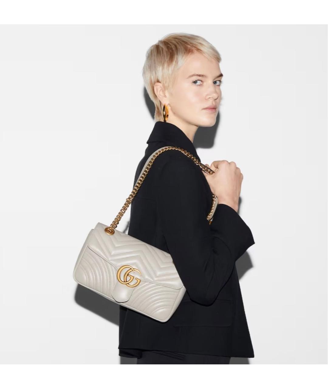 GUCCI Серая кожаная сумка через плечо, фото 3