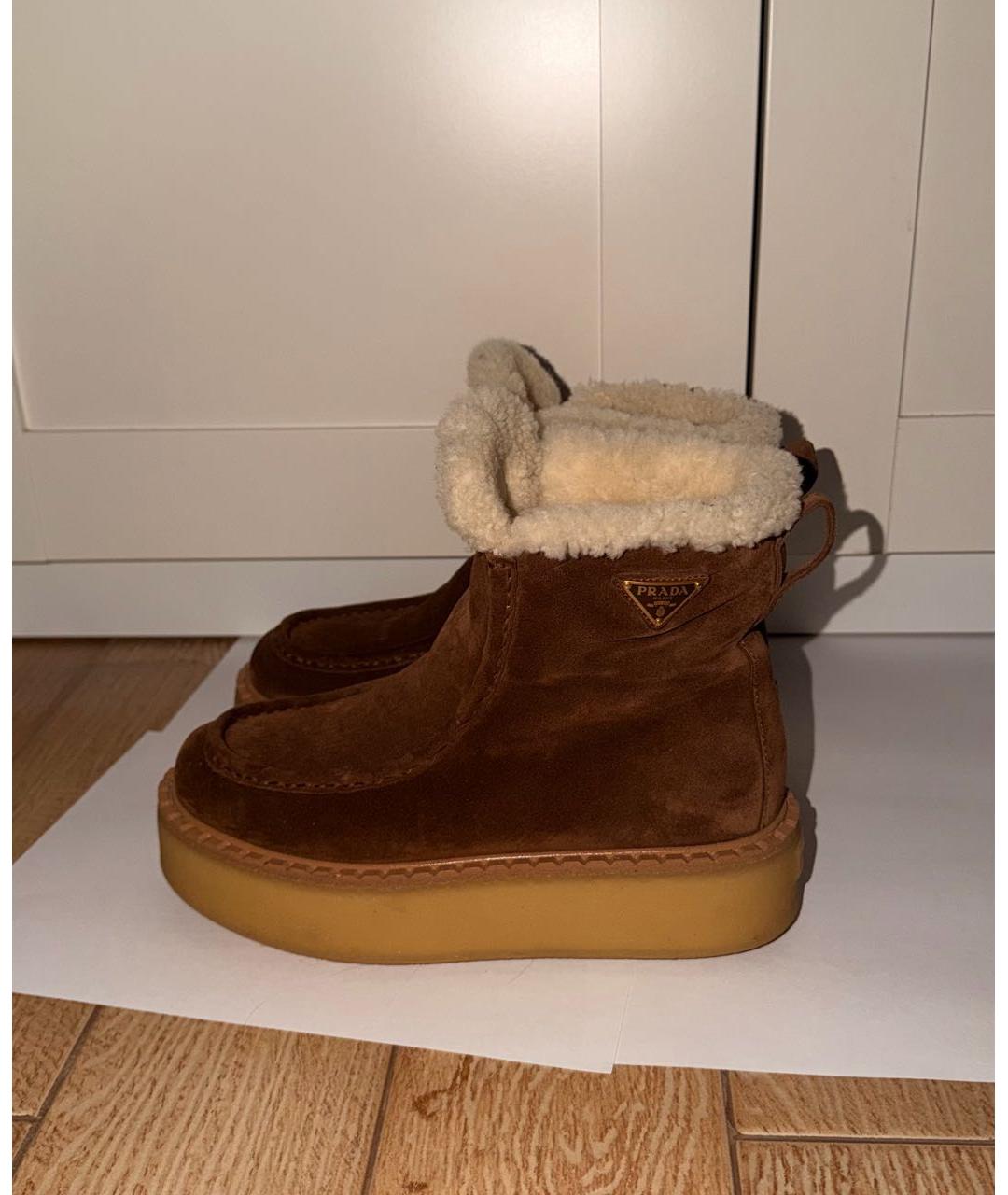 PRADA Коричневые замшевые полусапоги, фото 7