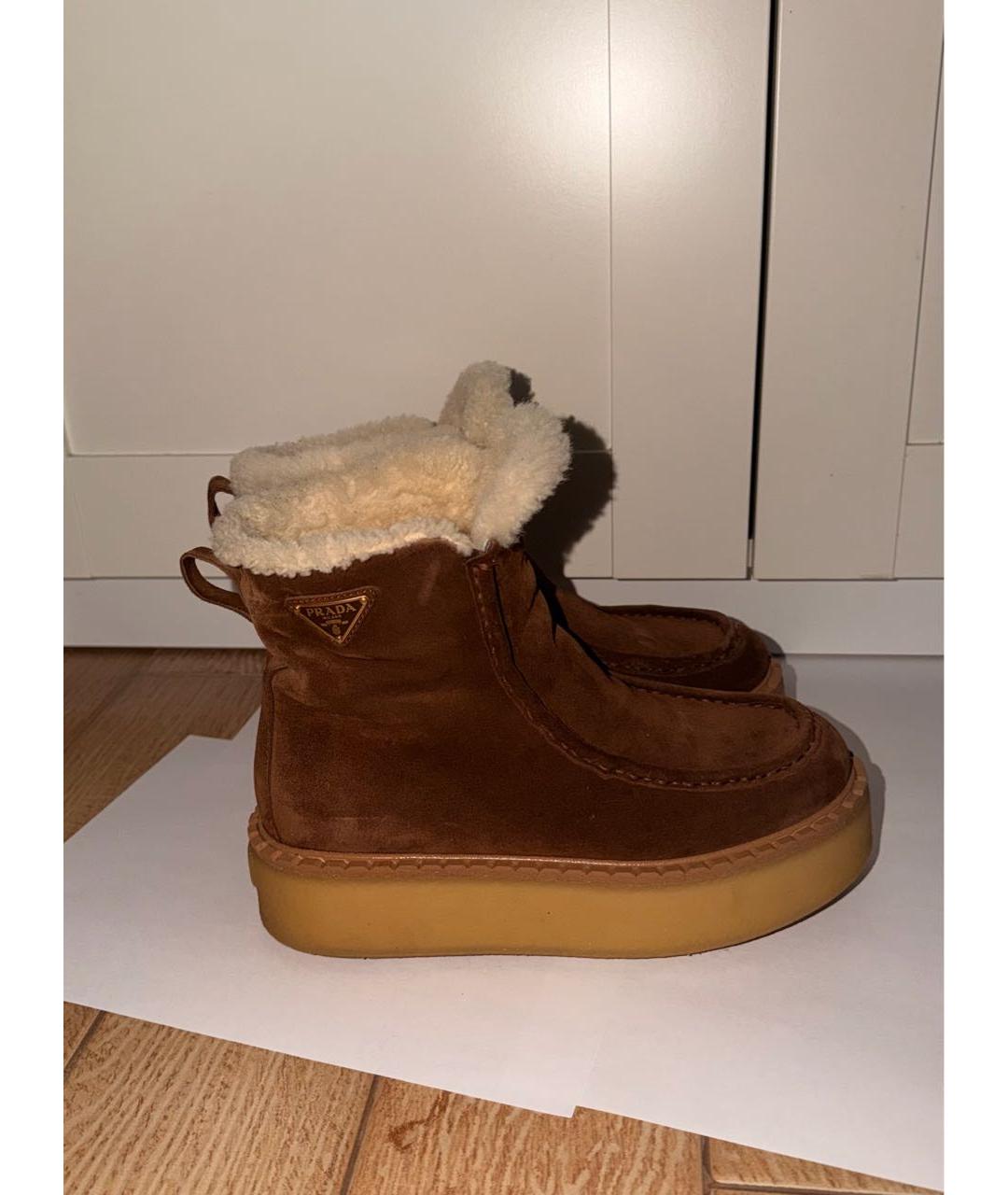 PRADA Коричневые замшевые полусапоги, фото 6
