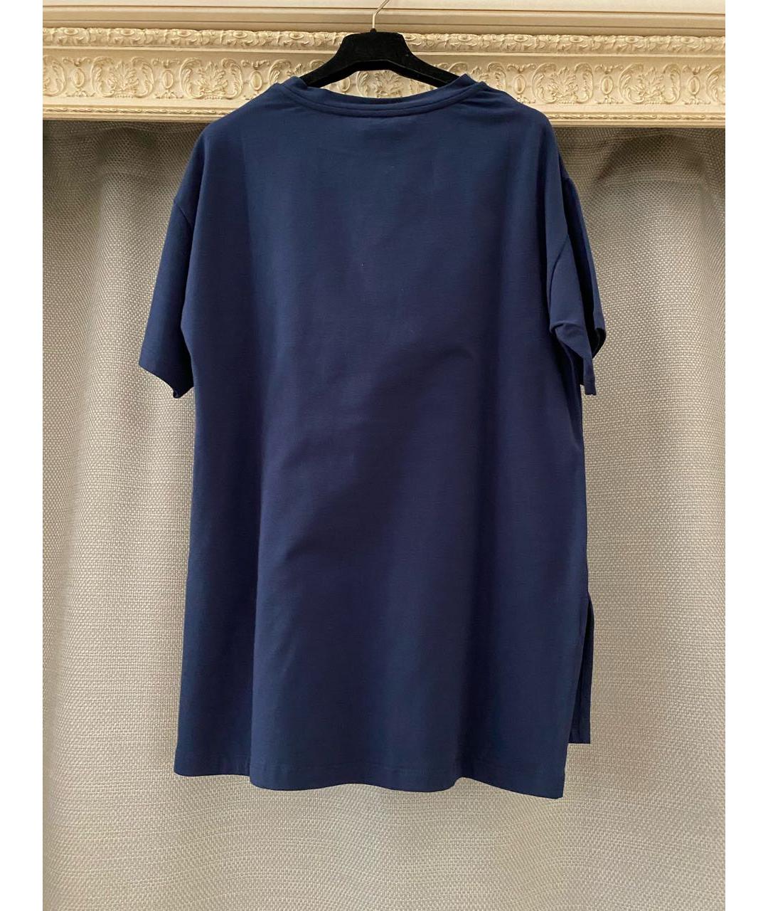 ERMANNO SCERVINO Темно-синяя хлопко-эластановая футболка, фото 7