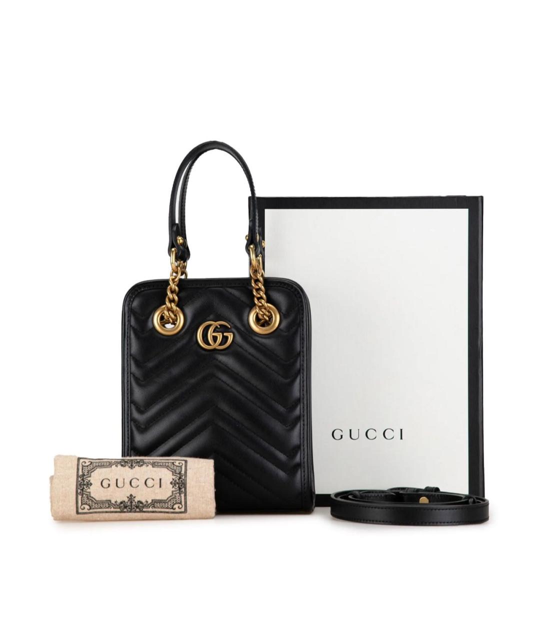 GUCCI Черная кожаная сумка через плечо, фото 5