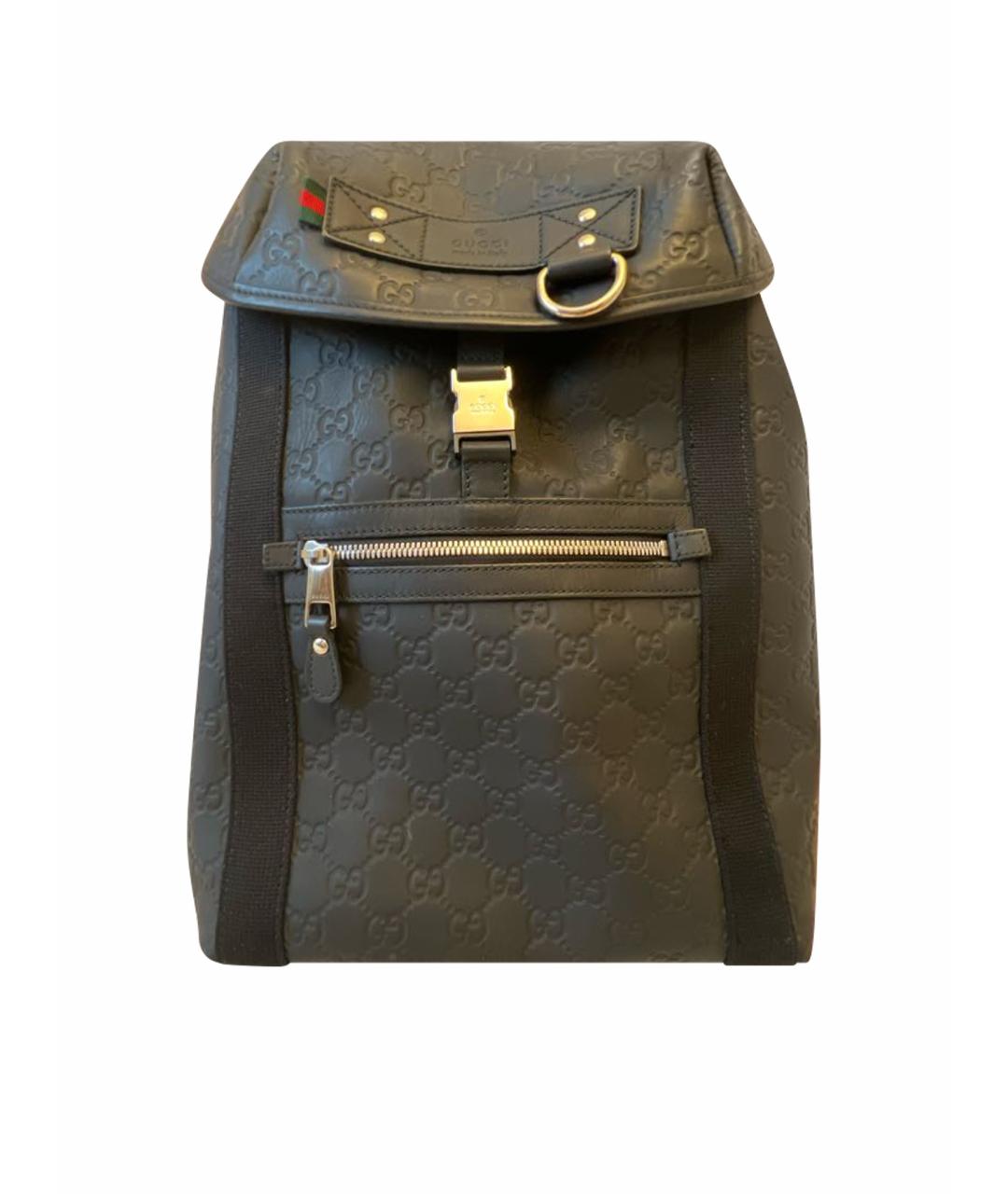 GUCCI Черный кожаный рюкзак, фото 1