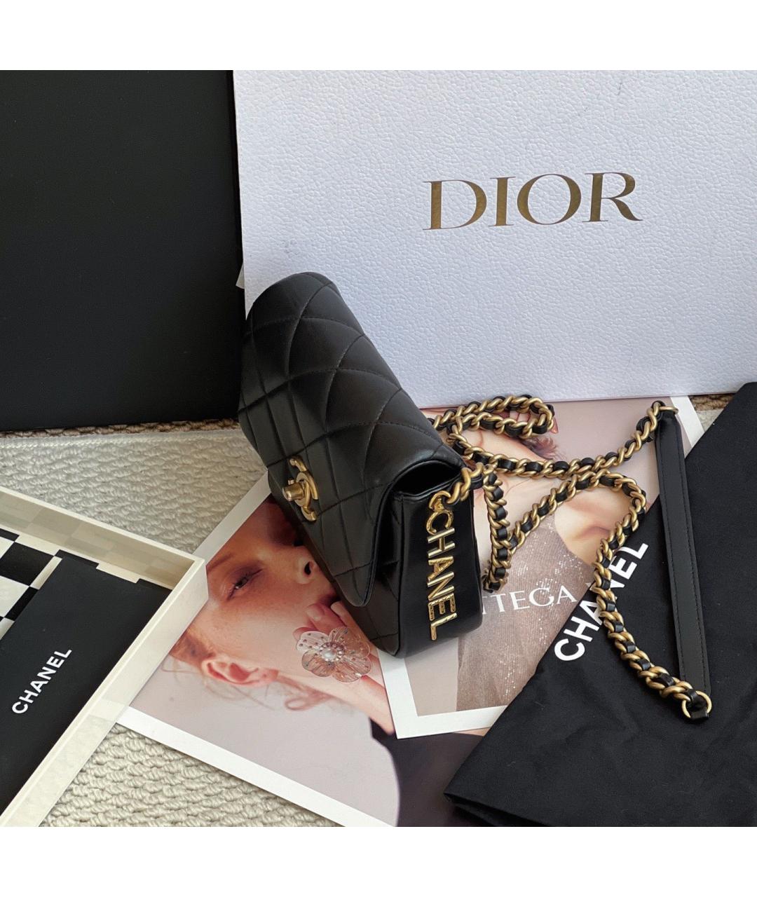 CHANEL Черная кожаная сумка через плечо, фото 3