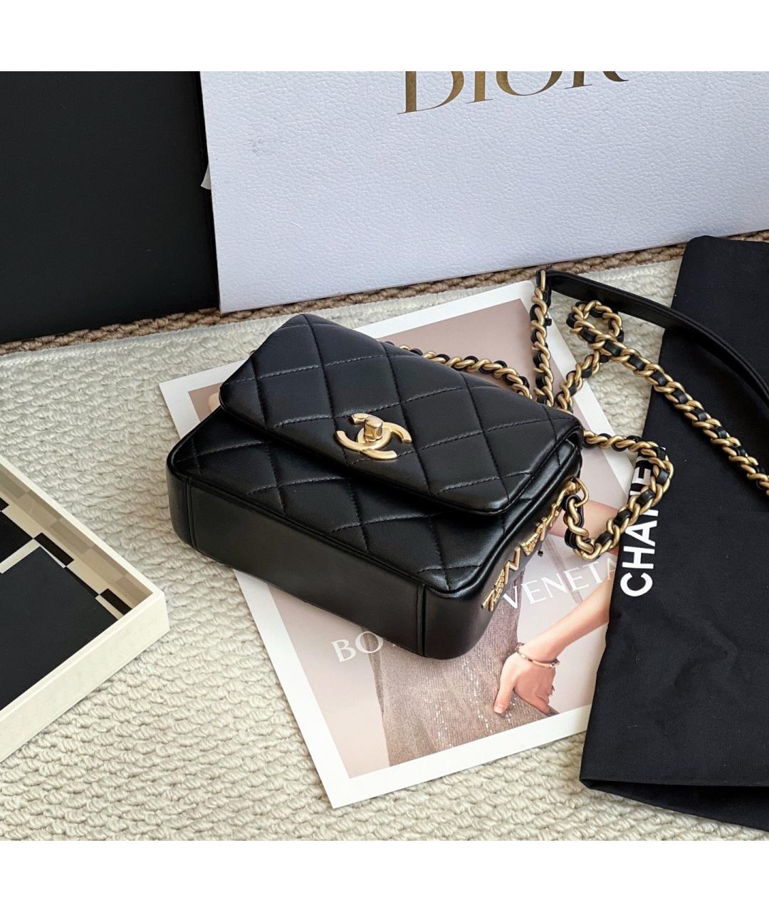 CHANEL Черная кожаная сумка через плечо, фото 5