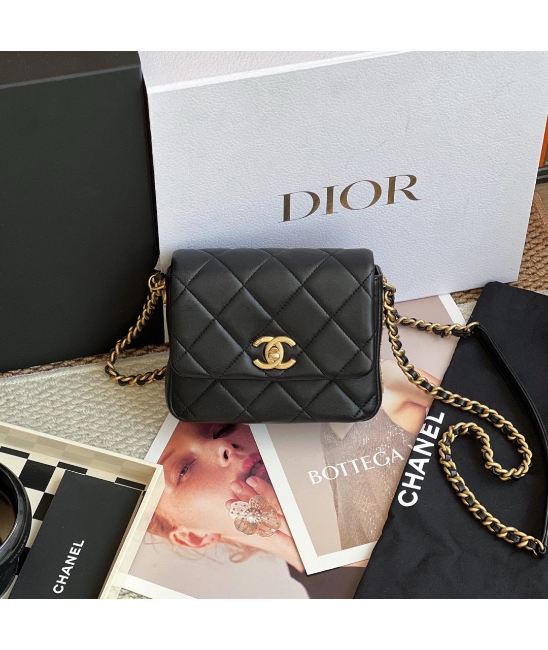 CHANEL Черная кожаная сумка через плечо, фото 8