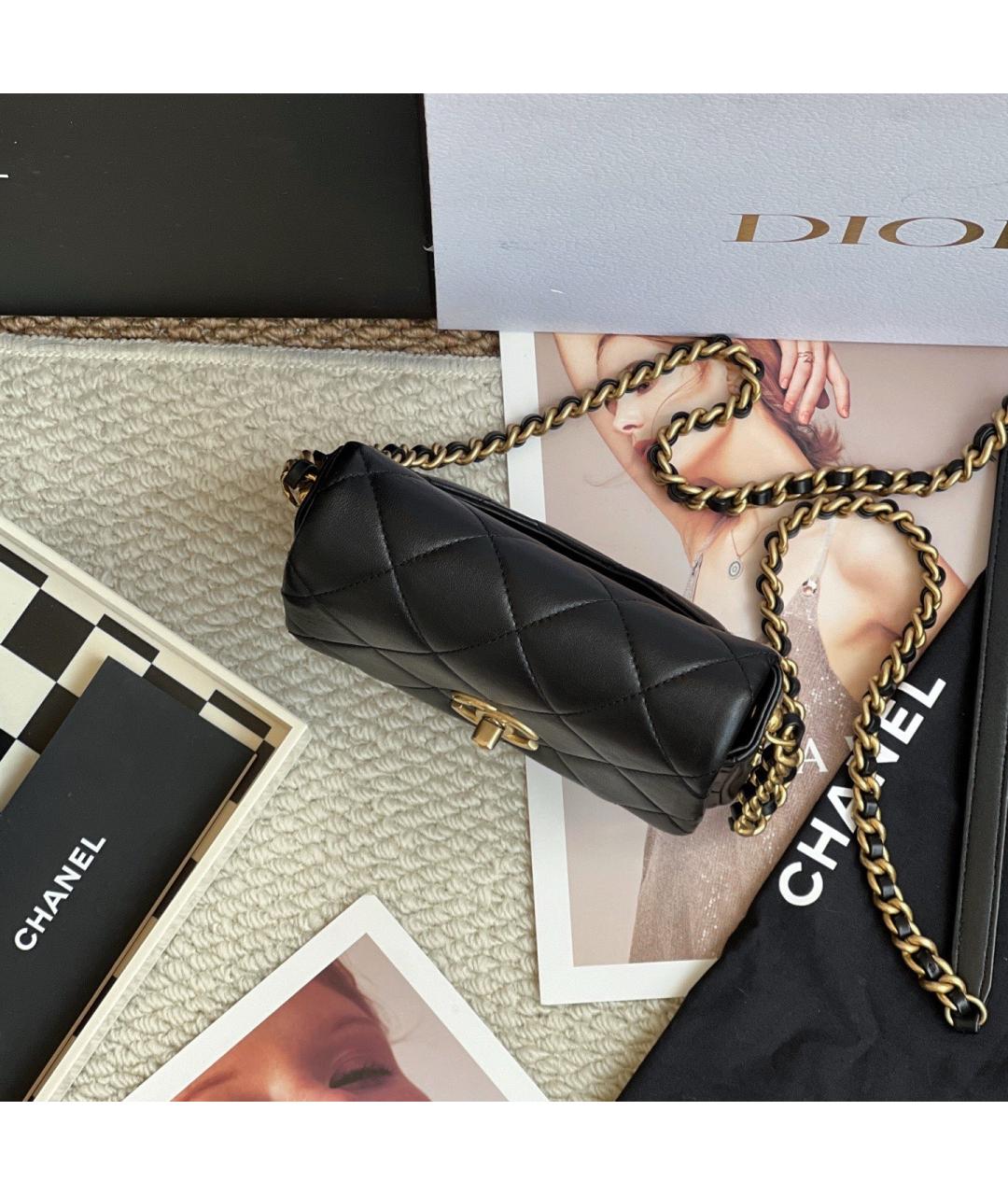 CHANEL Черная кожаная сумка через плечо, фото 4