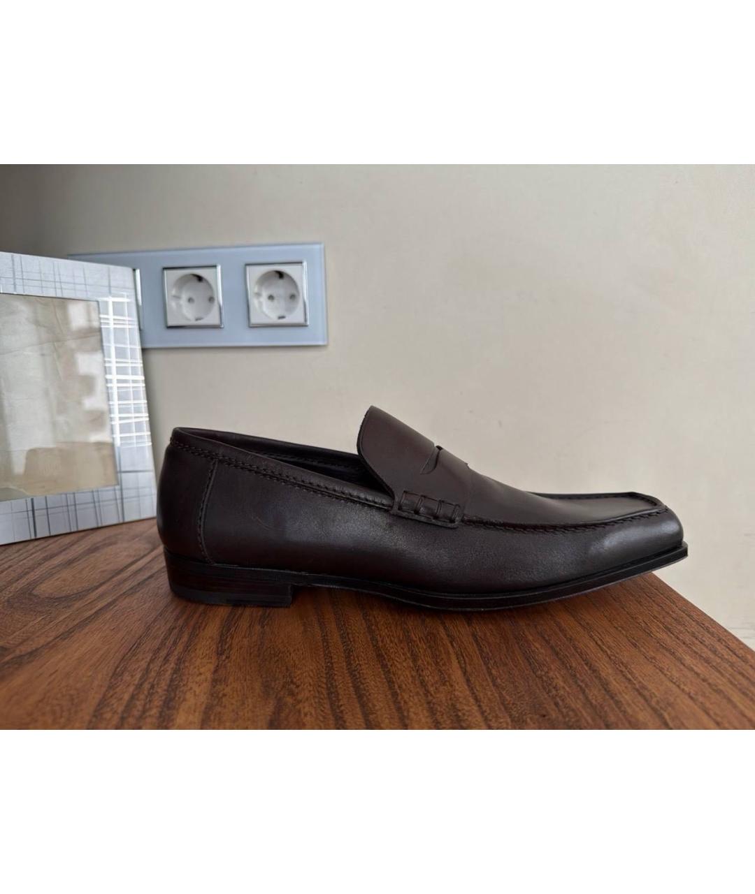 SAINT LAURENT Коричневые кожаные туфли, фото 9