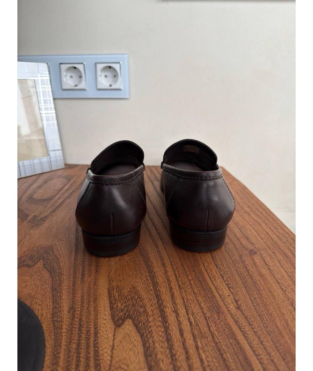 SAINT LAURENT Коричневые кожаные туфли, фото 4