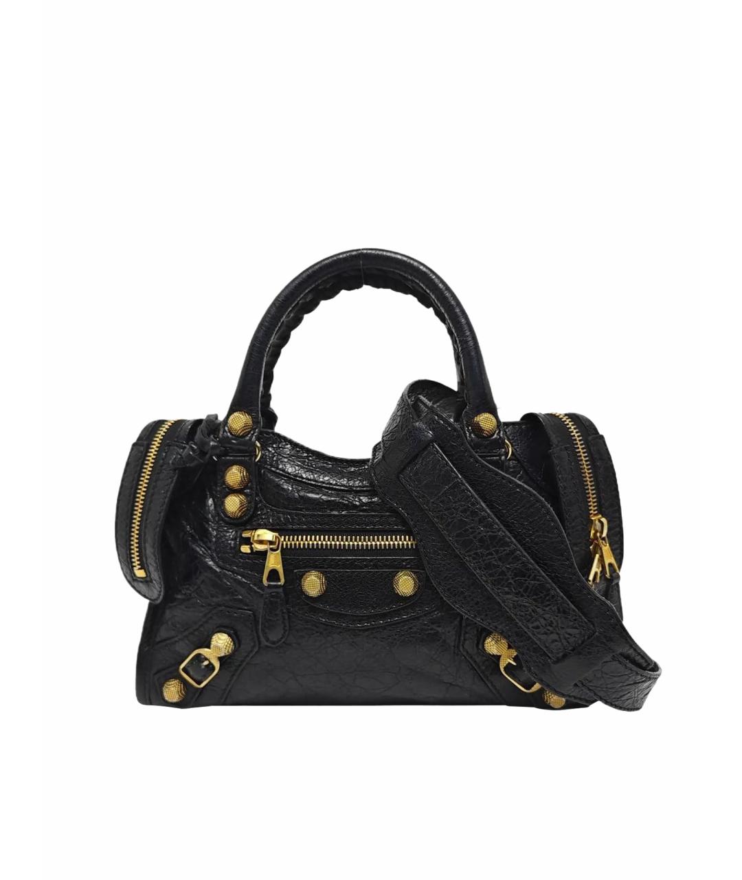 BALENCIAGA Черная кожаная сумка через плечо, фото 1