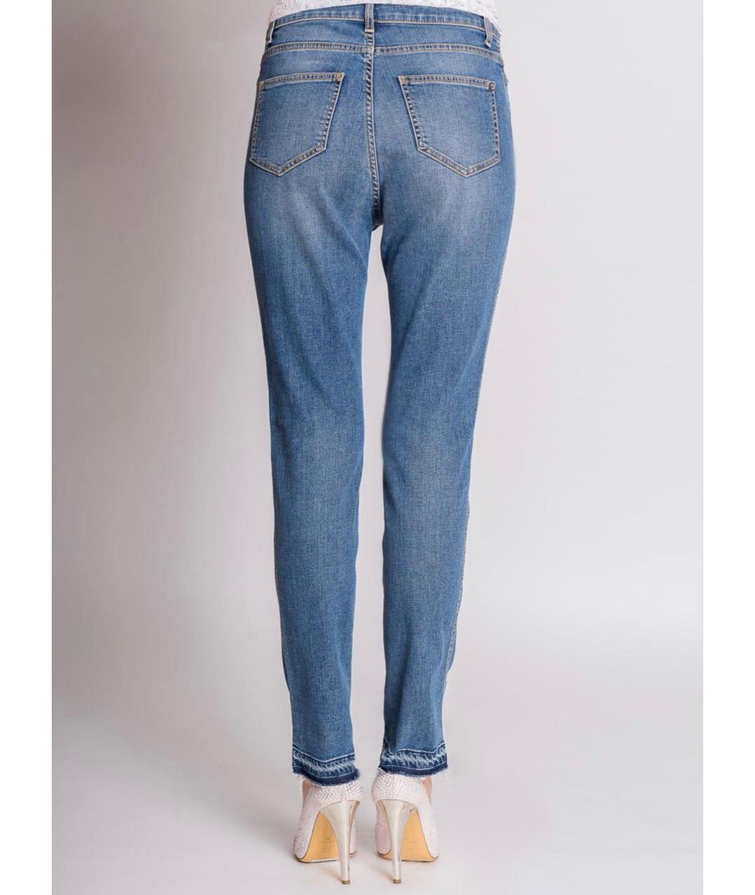 ERMANNO ERMANNO Голубые хлопко-эластановые джинсы слим, фото 4