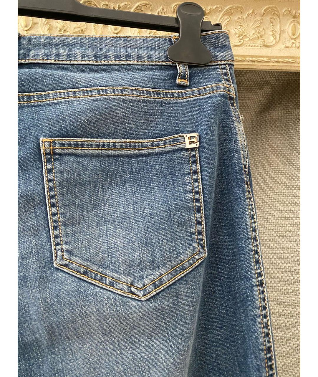 ERMANNO ERMANNO Голубые хлопко-эластановые джинсы слим, фото 8